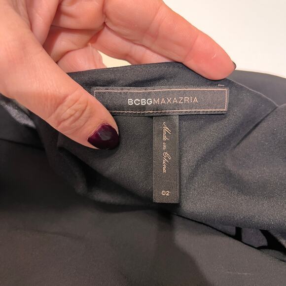BCBGMaxAzria Black Chiffon One Shoulder Maxi Dress Sz 2 - Picture 6 of 9